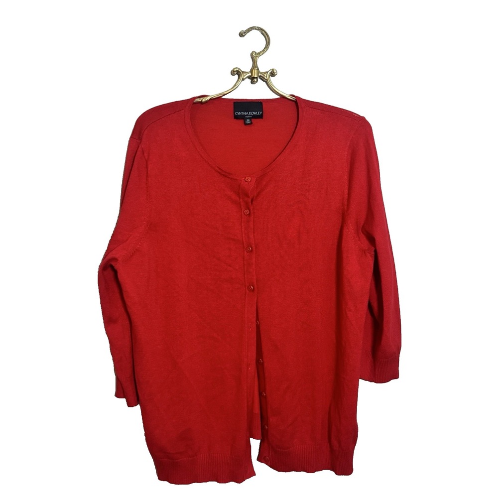 Cynthia Rowley Cardigan Womens Red Lightweight 2x
